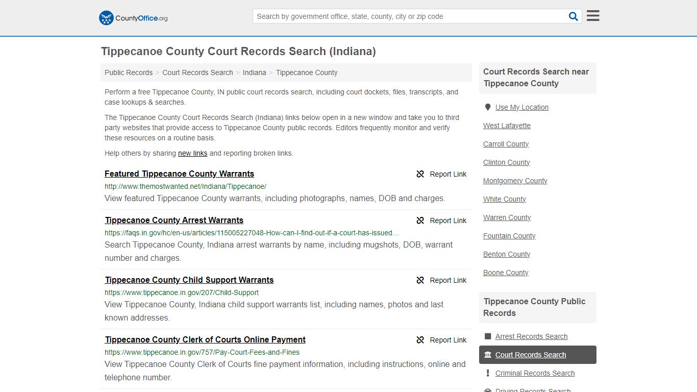 Tippecanoe County Court Records Search (Indiana) - County Office